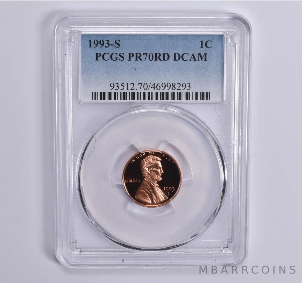 1993-S Lincoln Memorial Cent PR70 RD PCGS Blue Lbl