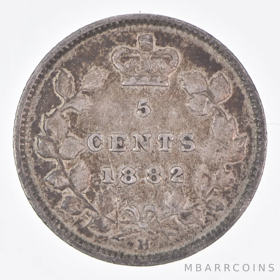 Better Date - 1882 Canada 5 Cents World Coin- Silver *284