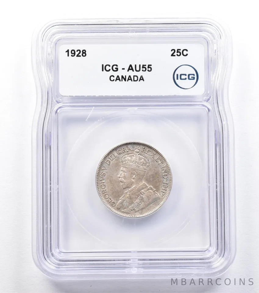 1928 Canada 25 Cents AU55 ICG *1816