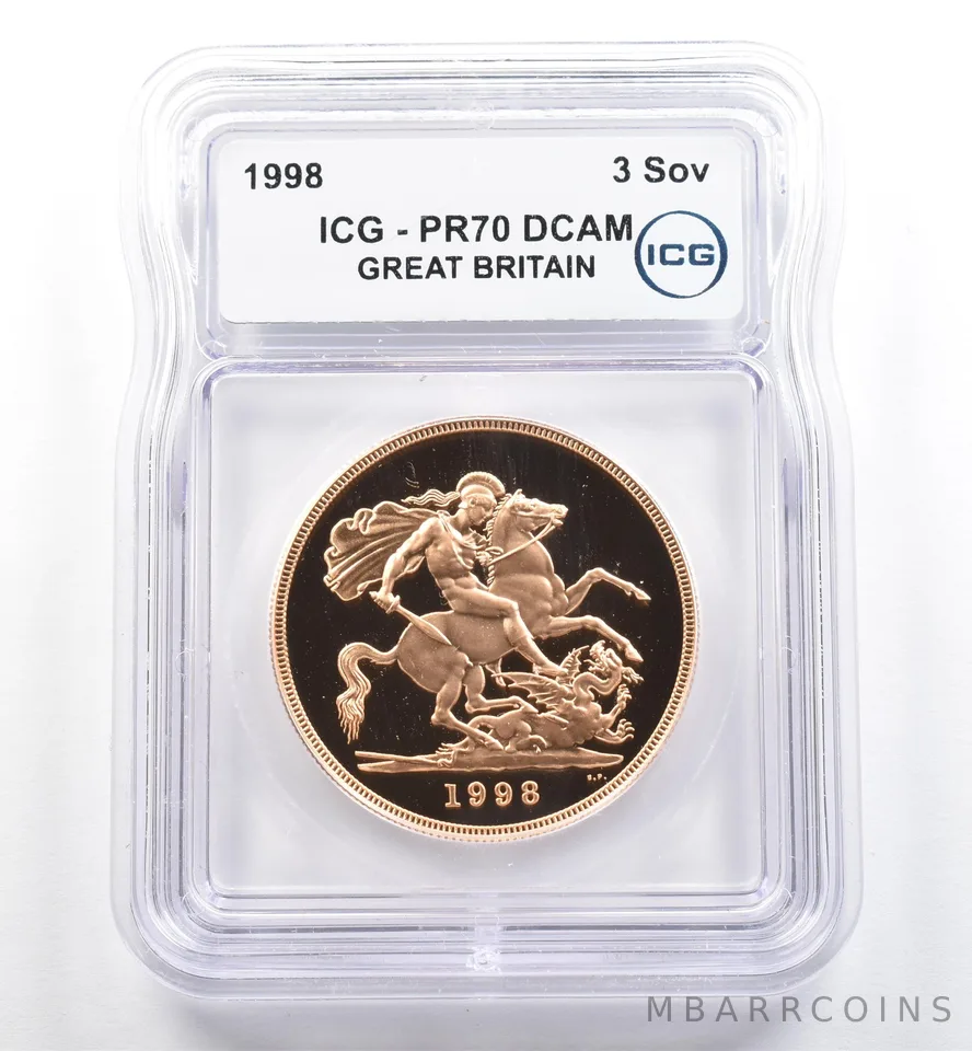 1998 Great Britain 5 Sovereign Gold PR70 DCAM ICG *6502