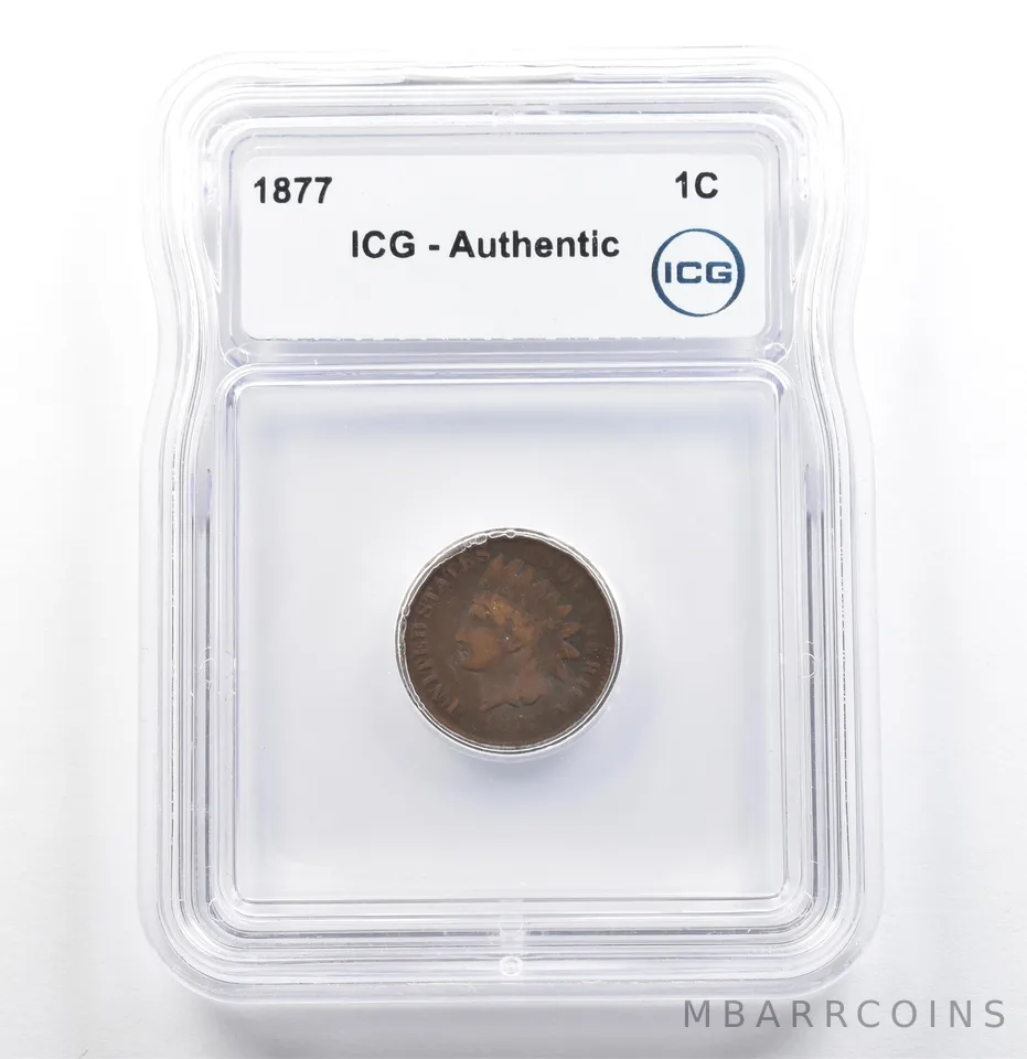 1877 Indian Head Cent Authentic ICG *6828