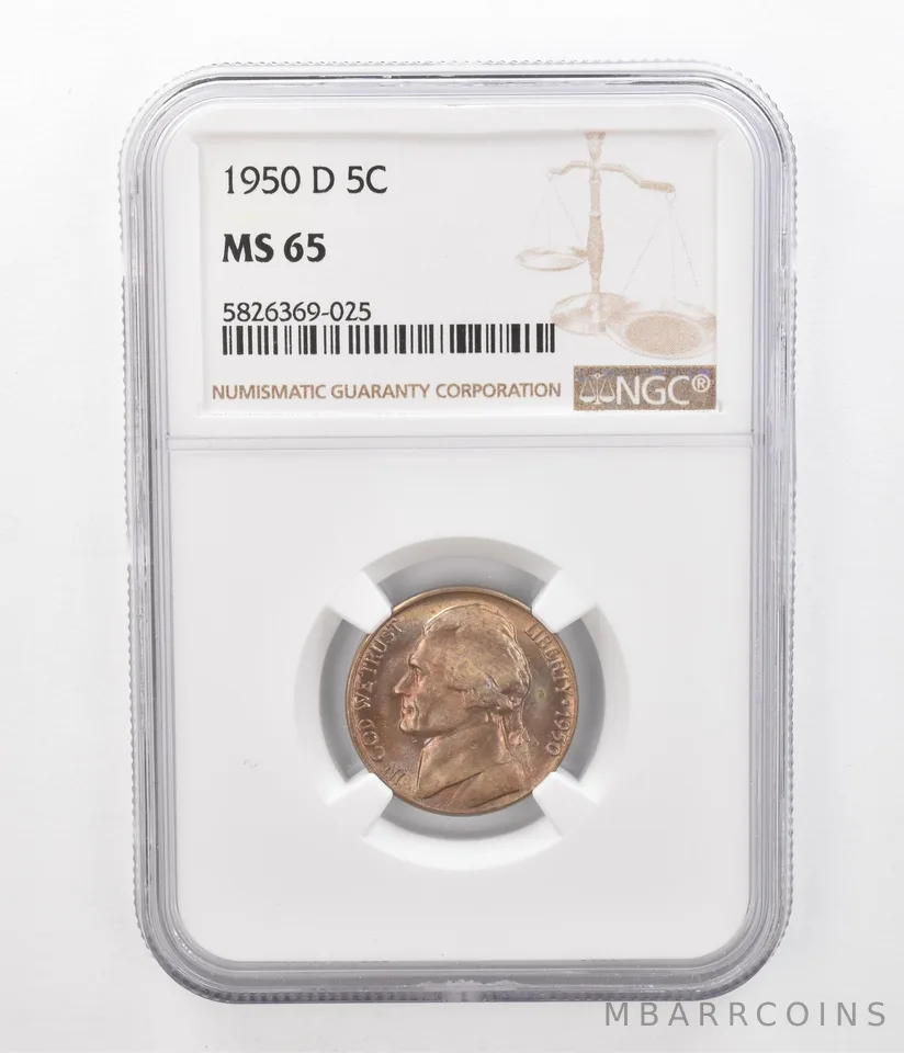 1950-D Jefferson Nickel MS65 NGC Beautiful Tone *2432