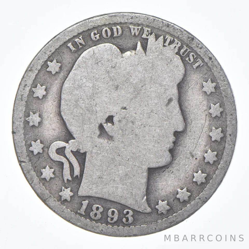 1893-O Barber Quarter Average Circ
