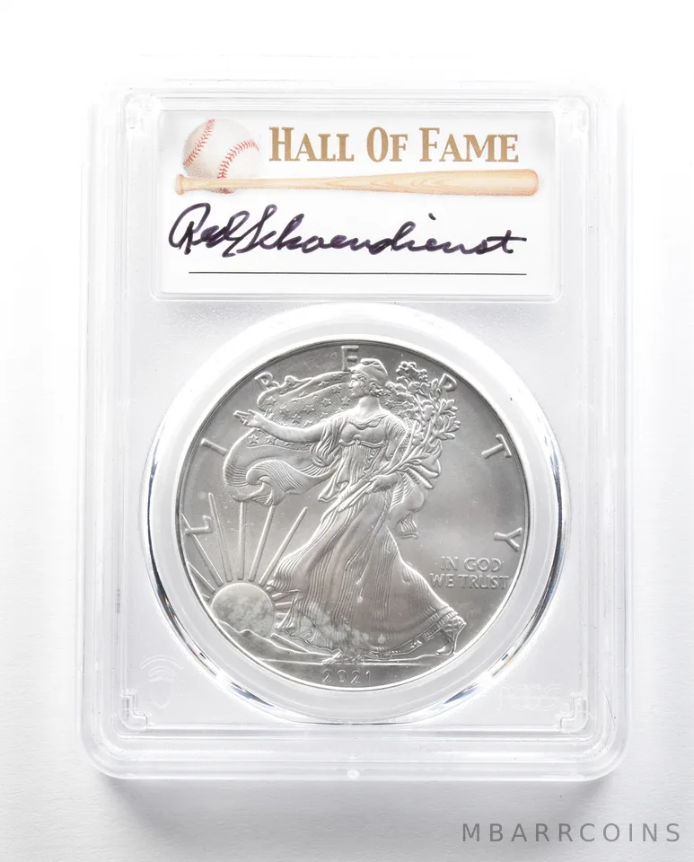 2021 (P) American Silver Eagle Type 1 FDOI Schoendienst MS70 PCGS a0481