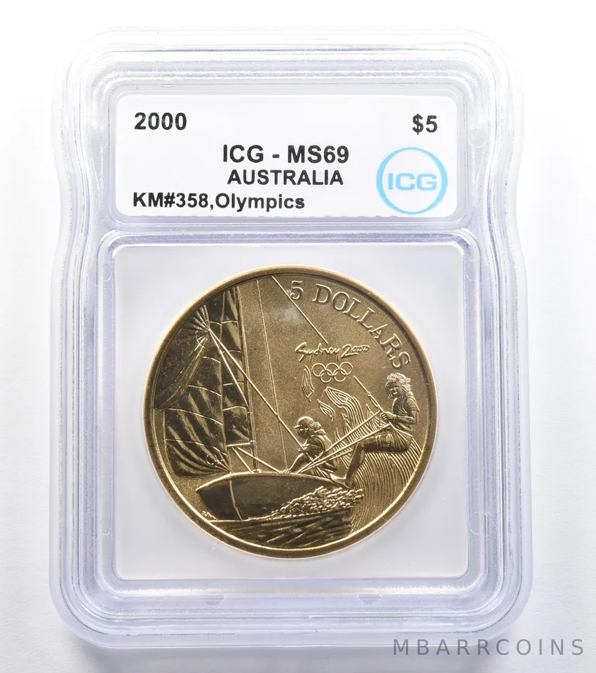 2000 Australia 5 Dollar Sydney Olympics Sailing KM#358 MS69 ICG *7906