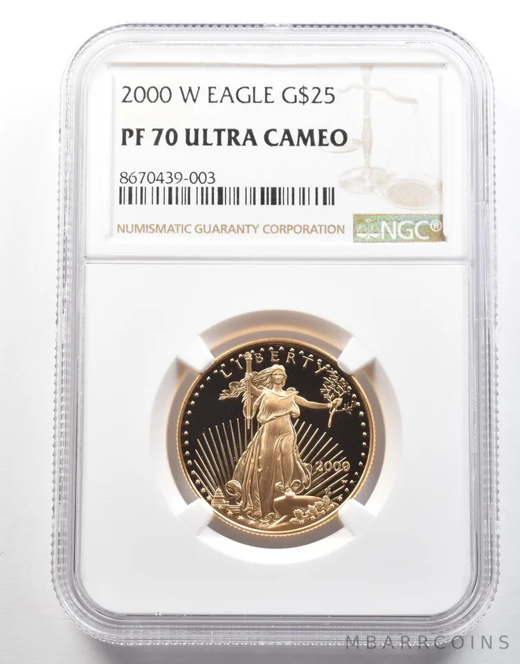 2000-W $25 American Gold Eagle 1/2 Oz Gold PF70 UCAM NGC