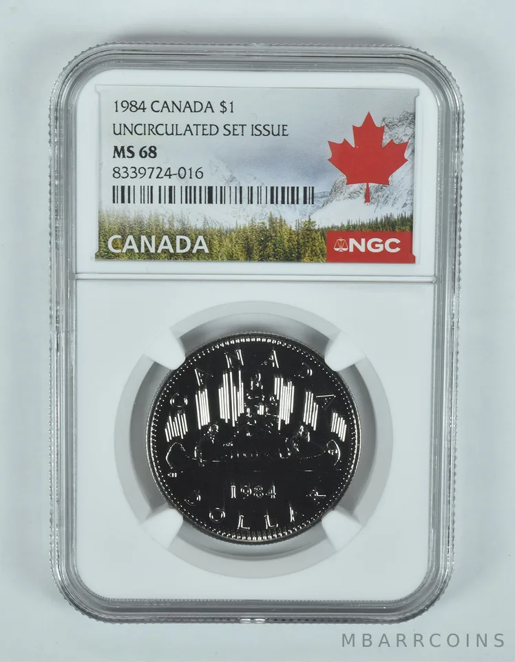 1984 Canada 1 Dollar Voyageur Unc Set Issue MS68 NGC Canada Label
