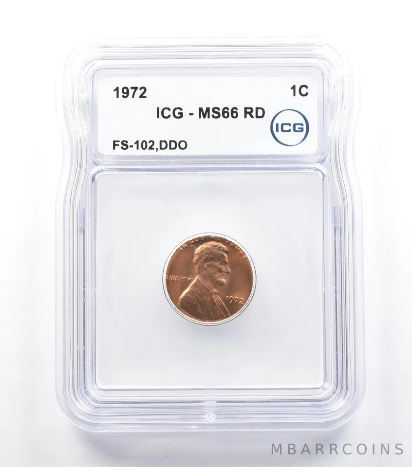 1972 Lincoln Memorial Cent FS-102 DDO MS66 RD ICG *5037