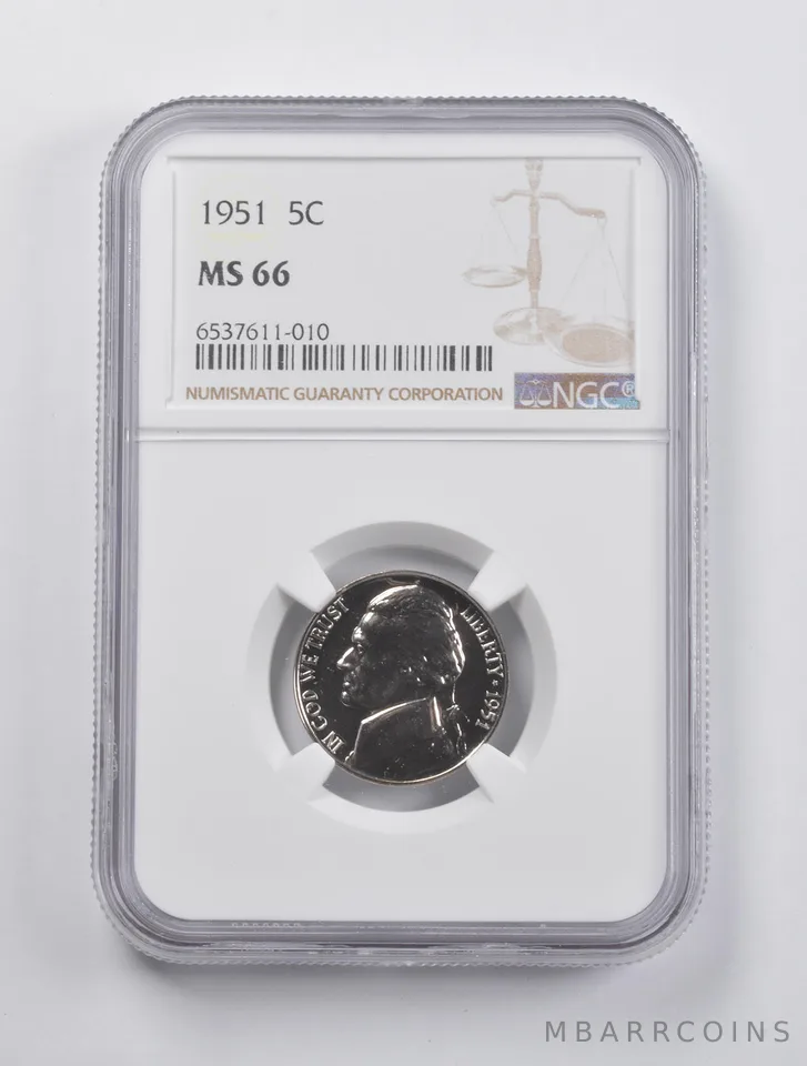 MS66 1951 Jefferson Nickel NGC *3010