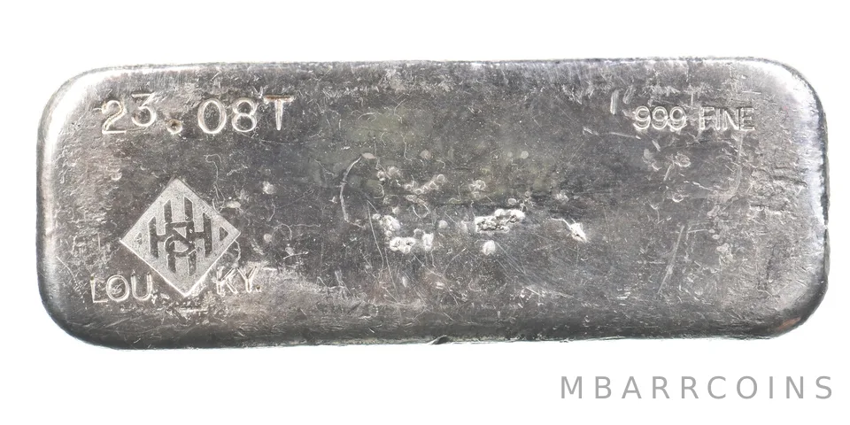 23.08 Troy Oz Silver Bar H&H Mining Inc Vintage Poured Chunky Rectangle *2950