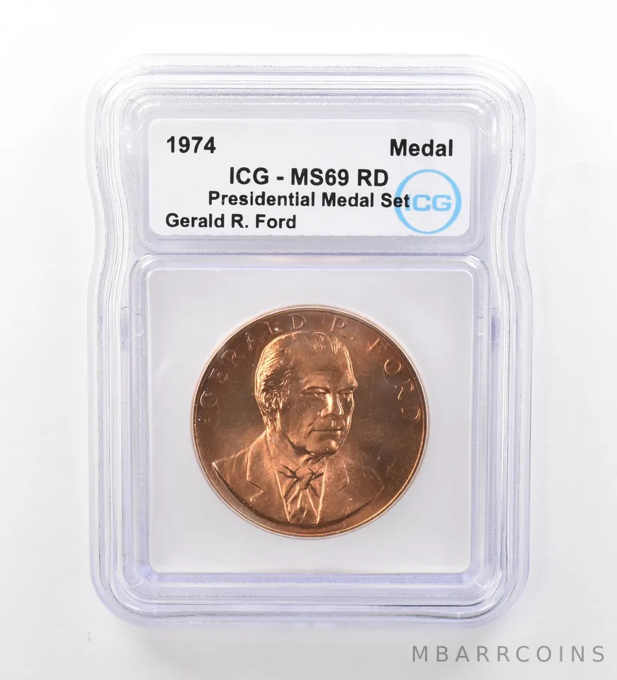(1974) Presidential Medal Set Gerald R Ford MS69 RD ICG Peripheral Tone a1991