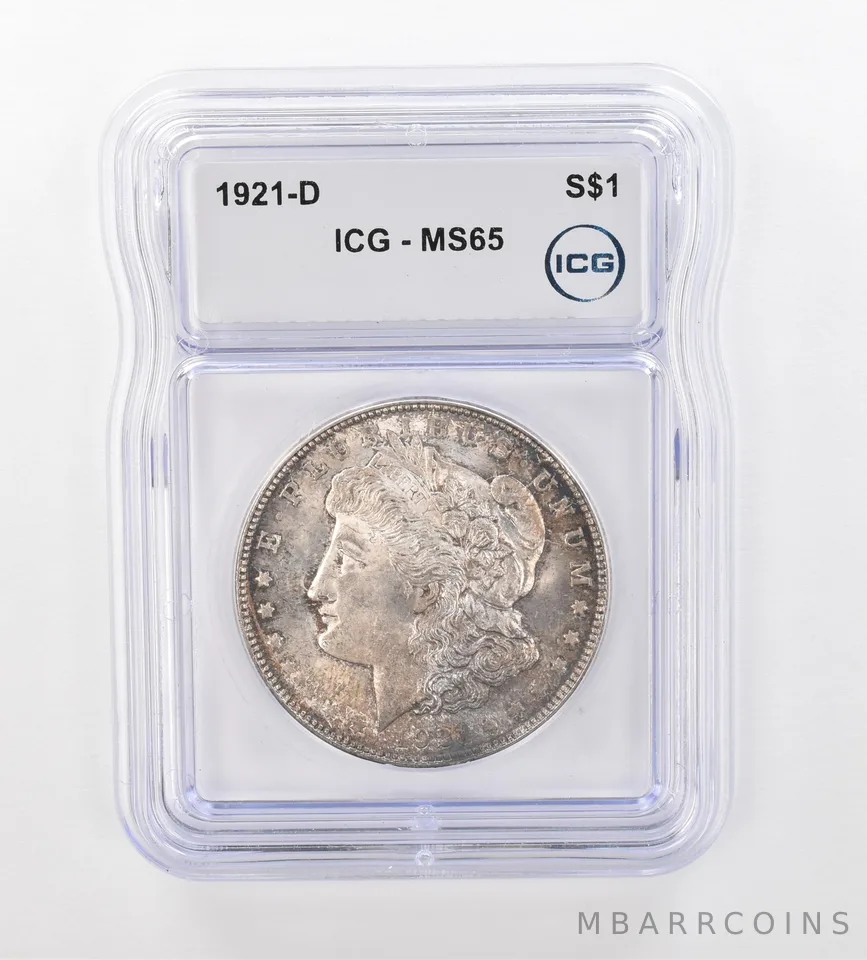 1921-D Morgan Silver Dollar MS65 ICG Beautiful Tone *0986