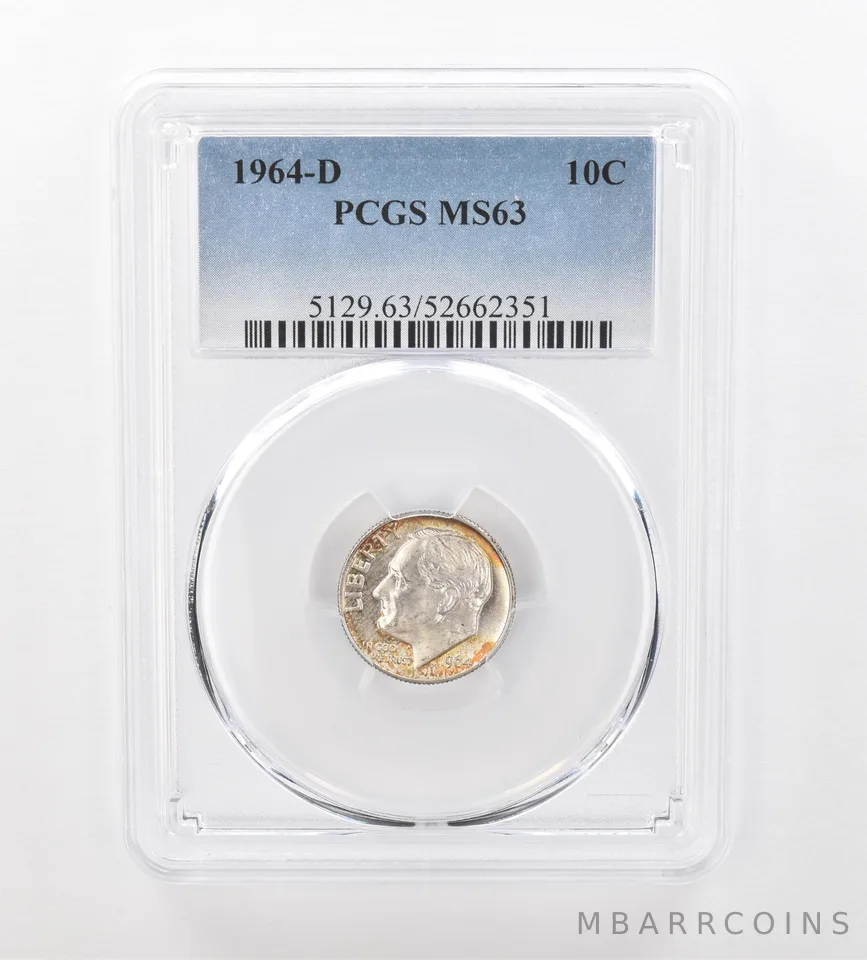 1964-D Roosevelt Dime MS63 PCGS Beautiful Tone *1024