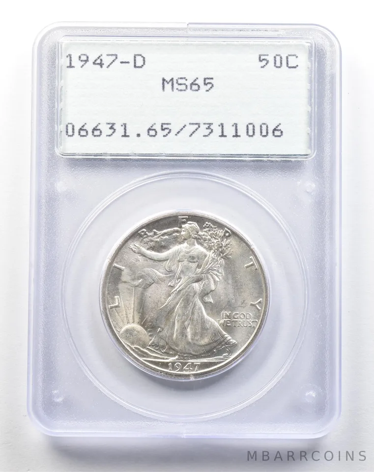 1947-D Walking Liberty Half Dollar MS65 PCGS Rattler a3876