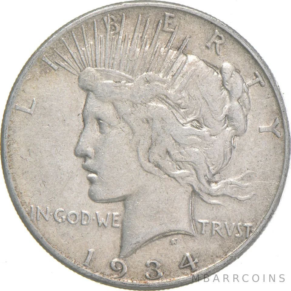 1934-S Peace US Silver Dollar - 90% San Francisco Minted
