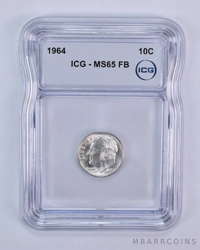 1964 Roosevelt Dime MS65 FB ICG