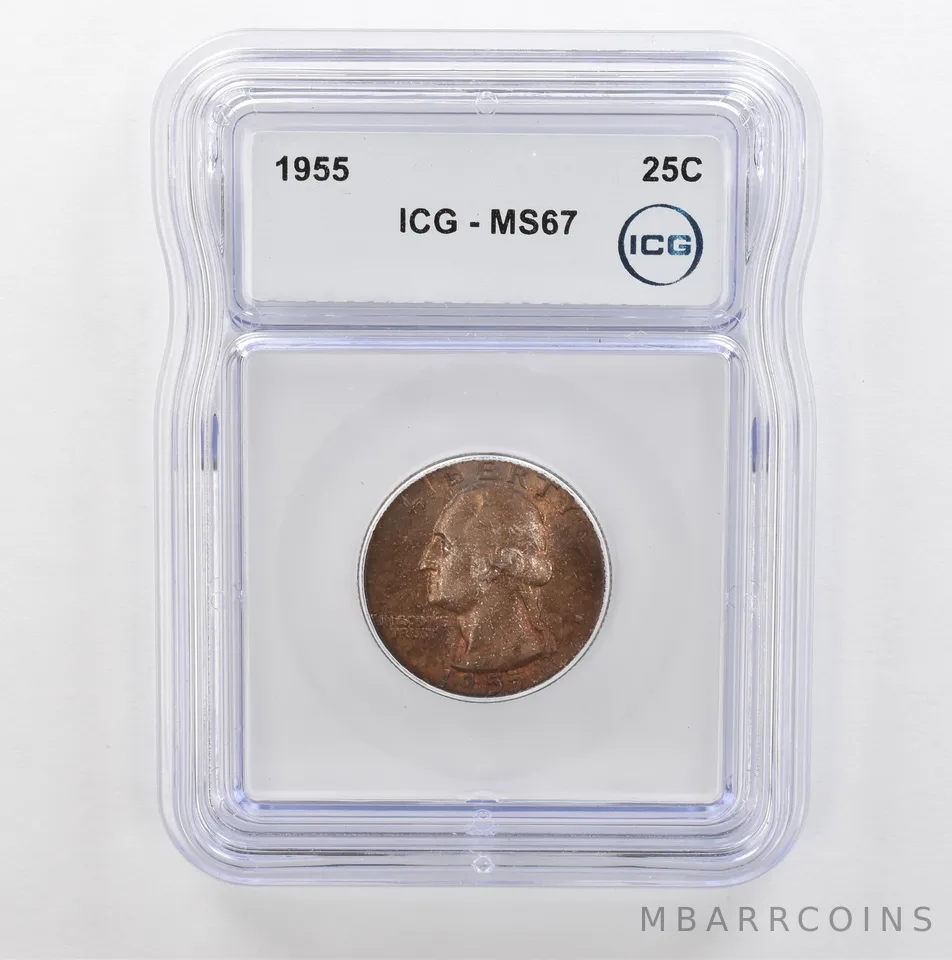 1955 Washington Quarter MS67 ICG Beautiful Tone *5324