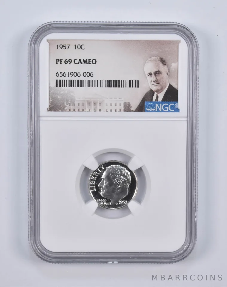 1957 Roosevelt Dime PF69 CAM NGC Special Lbl