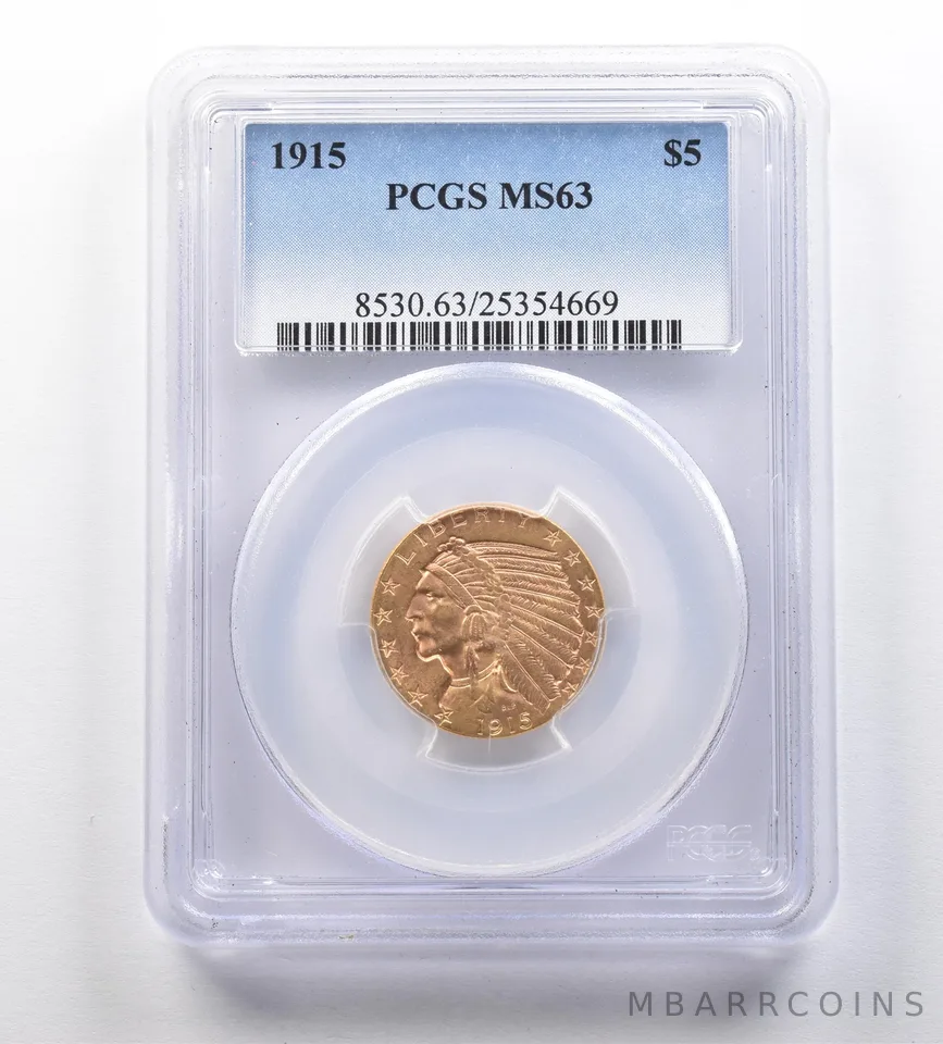 1915 $5 Indian Head Gold Half Eagle MS63 PCGS *1019