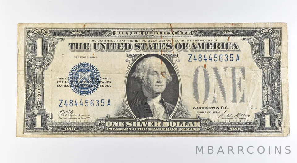 1928 A $1 Silver Certificate Blue Seal Fr#1601 *0408