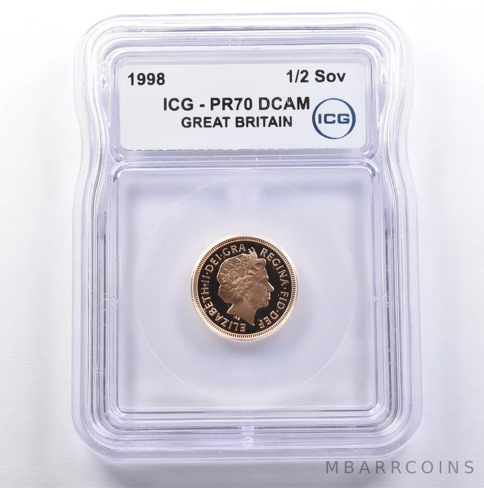 1998 Great Britain Gold Half Sovereign PR70 DCAM ICG *9127