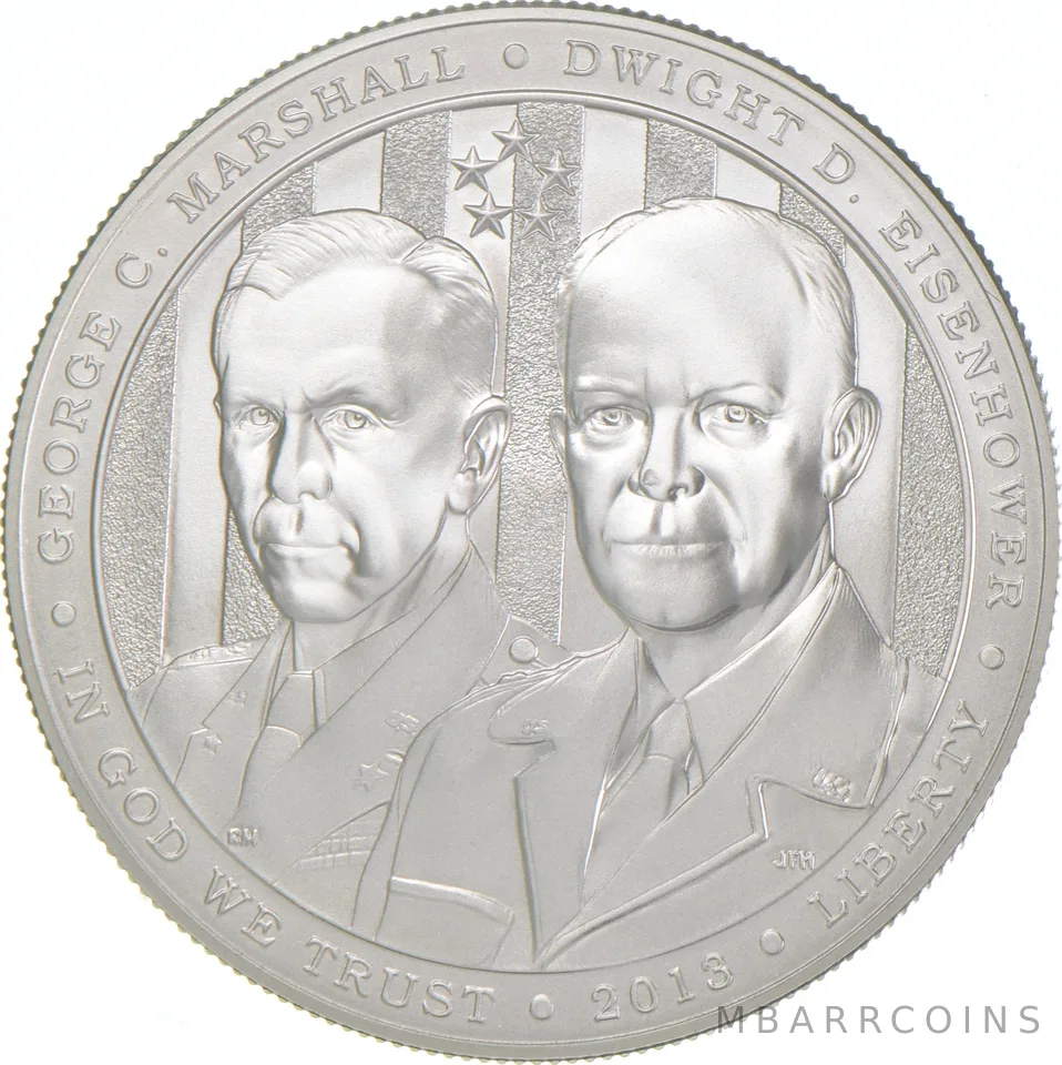 2013-W Unc 5 Star Generals Commemorative Silver Dollar $1