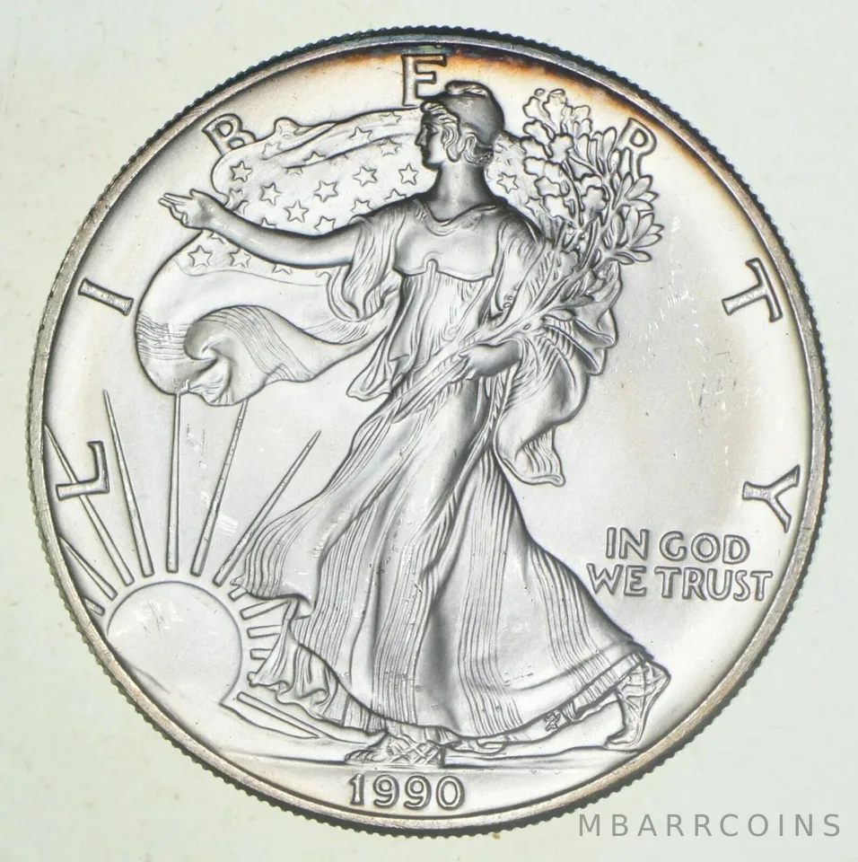 1990 Unc American Silver Eagle 1 Troy Oz .999 Fine Silver