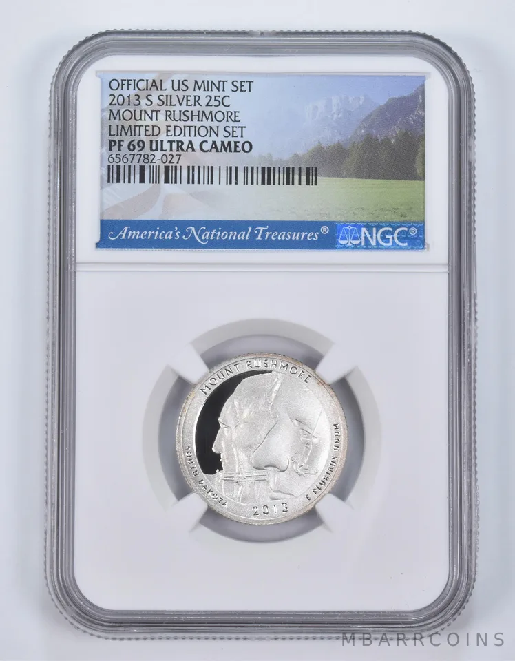 2013-S Silver PF69 ANT Mount Rushmore Quarter Limited Edition NGC