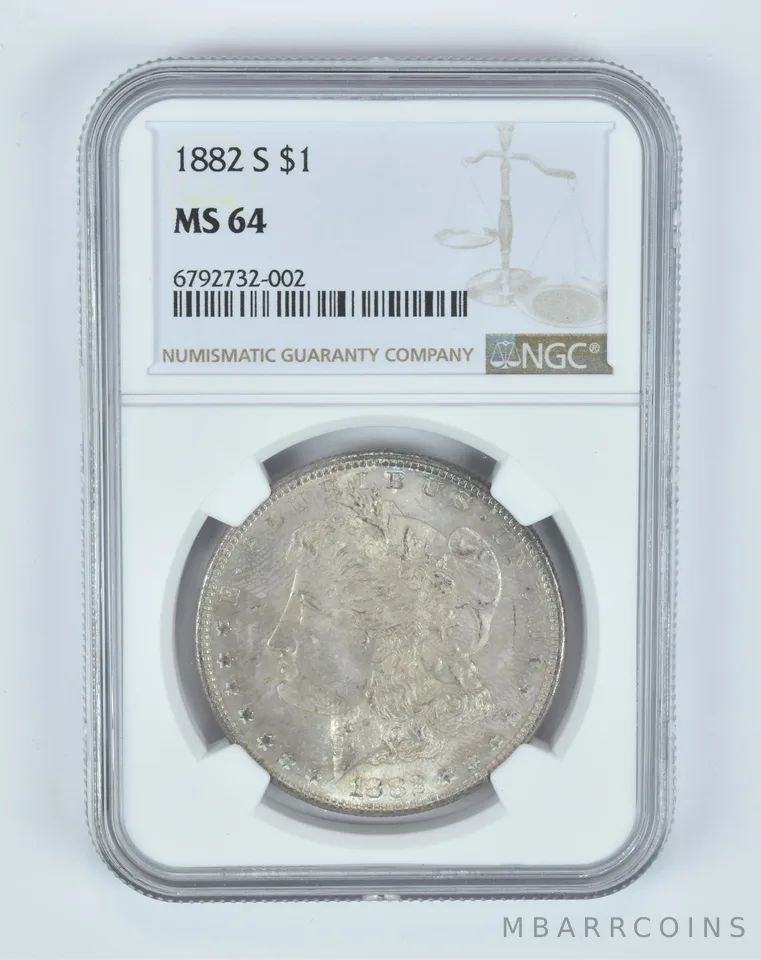 MS64 1882-S Morgan Silver Dollar NGC Beautifully Toned *6732