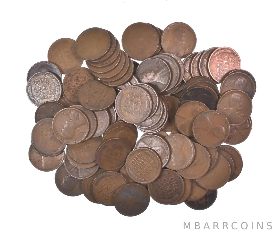 Lot of 100 1910-1919 Lincoln Wheat Cents - 2 Rolls - Collection *578