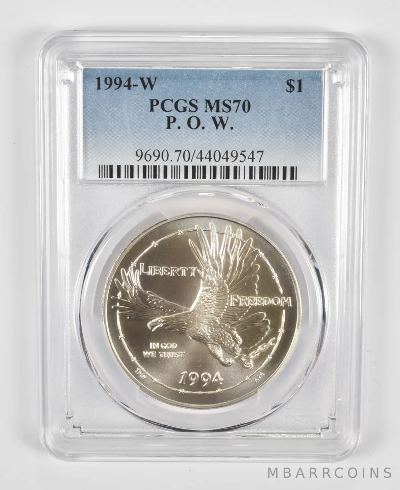 1994-W POW Commemorative Silver Dollar MS70 PCGS Blue Label