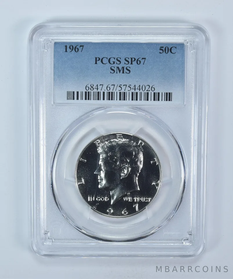 1967 Kennedy Half Dollar SMS SP67 PCGS Blue Label