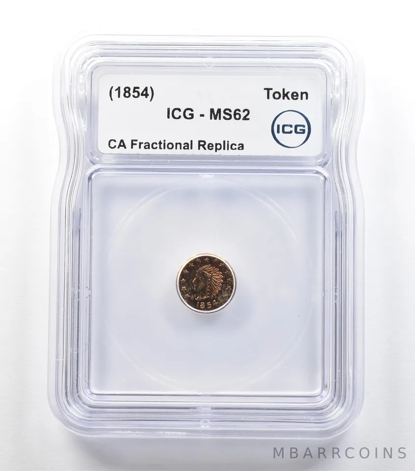 (1854) California Fractional Gold Token 1/2 Dollar Indian Head MS62 ICG *3972