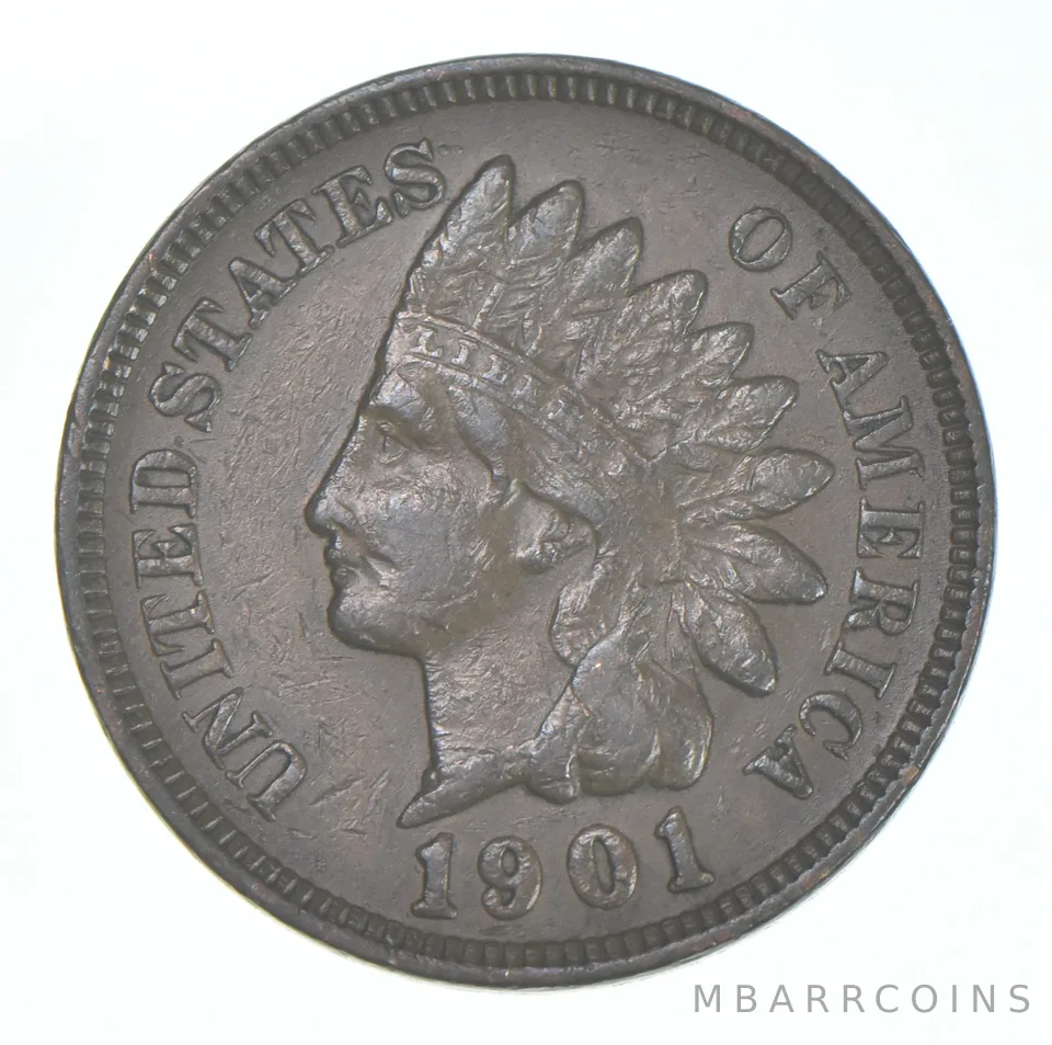 XF 1901 Indian Head Copper Cent Penny - High Grade Sample