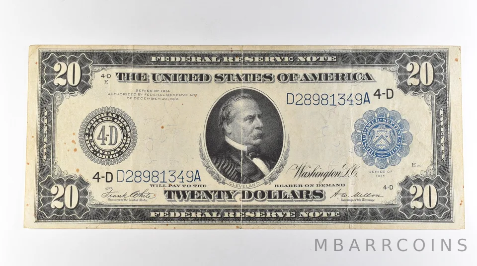 1914 $20 Cleveland OH FRN Large Note Blue Seal *3150