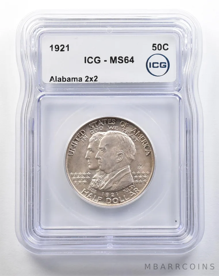1921 Alabama Commemorative Half Dollar 2x2 MS64 ICG a3810
