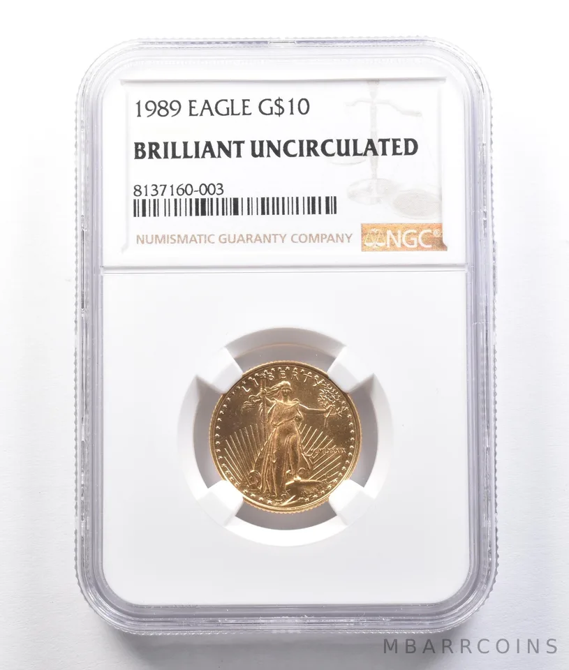 1989 $10 American Gold Eagle 1/4 Oz Gold BU NGC *2593