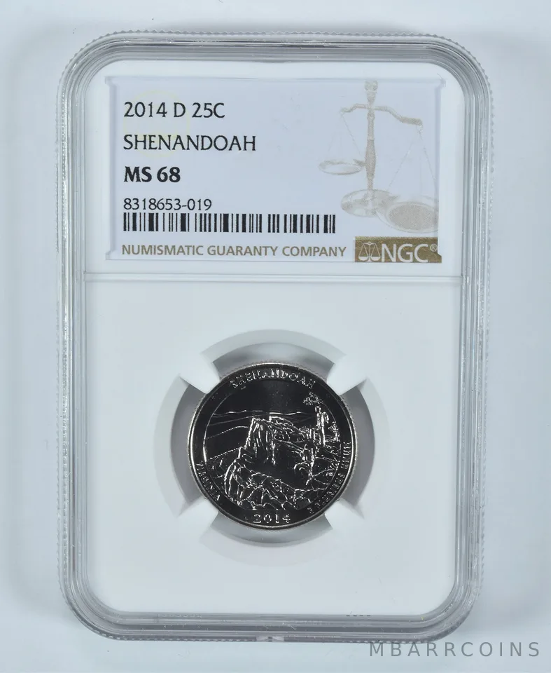 2014-D Washington Quarter Shenandoah America The Beautiful MS68 NGC