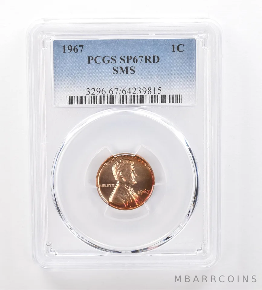 1967 Lincoln Memorial Cent SMS SP67 RD PCGS Beautiful Tone *2107
