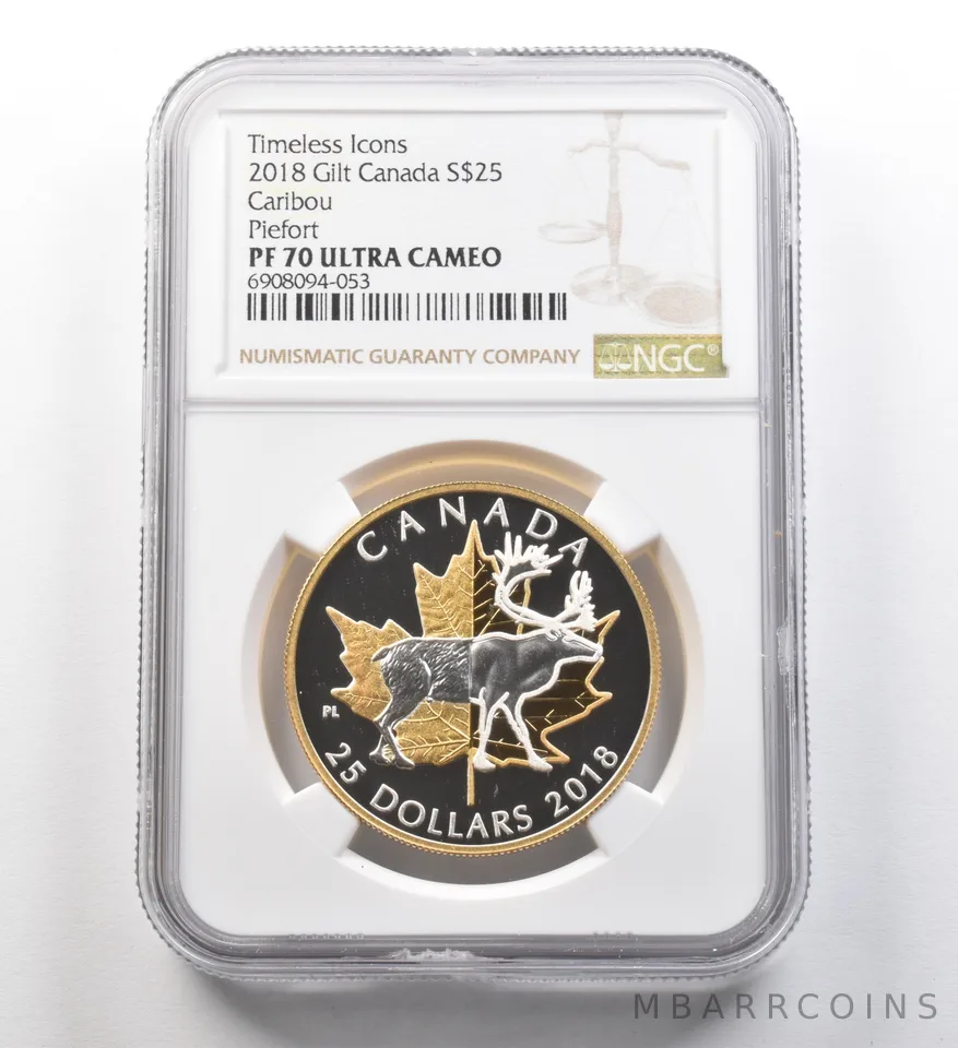 2018 Canada 25 Dollars Silver Timeless Icons Caribou Piefort PF70 UCAM NGC *8238