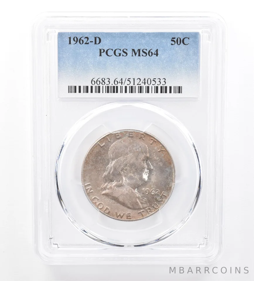 1962-D Franklin Half Dollar MS64 PCGS Beautiful Tone a1765