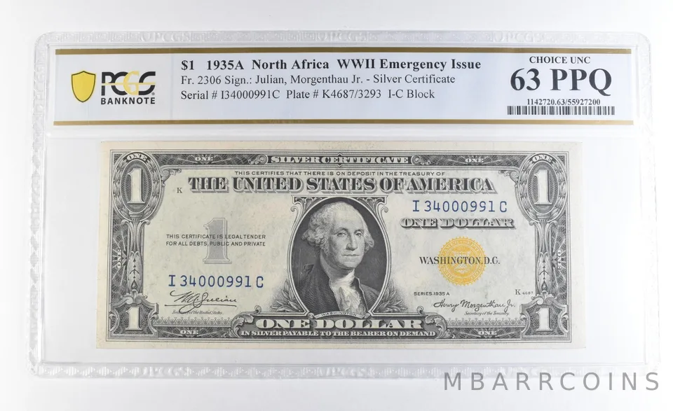 1935 A $1 Silver Certificate North Africa WWII Fr#2306 63 PPQ PCGS *2280