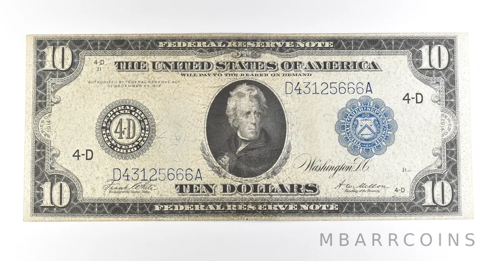 1914 $10 Cleveland OH FRN Large Note Blue Seal *2795