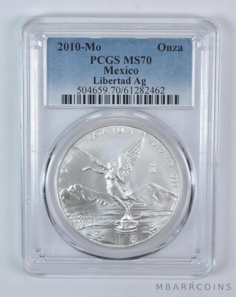2010 Mo Mexico 1 Onza Silver Libertad MS70 PCGS Blue Label