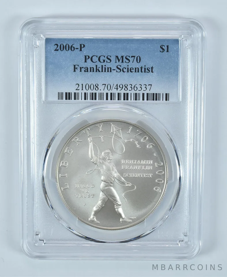 2006-P Ben Franklin Scientist Commemorative $1 MS70 PCGS Blue Label