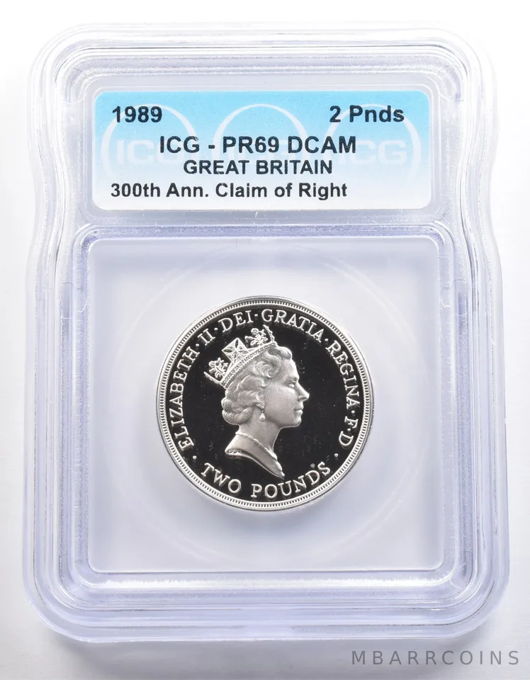 1989 Great Britain 2 Pounds 300th Anniversary Claim Of Right PR69 DCAM ICG *3976