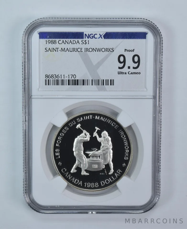 1988 Canada 1 Dollar Silver Saint-Maurice Ironworks Proof 9.9 UCAM NGC X NGCX