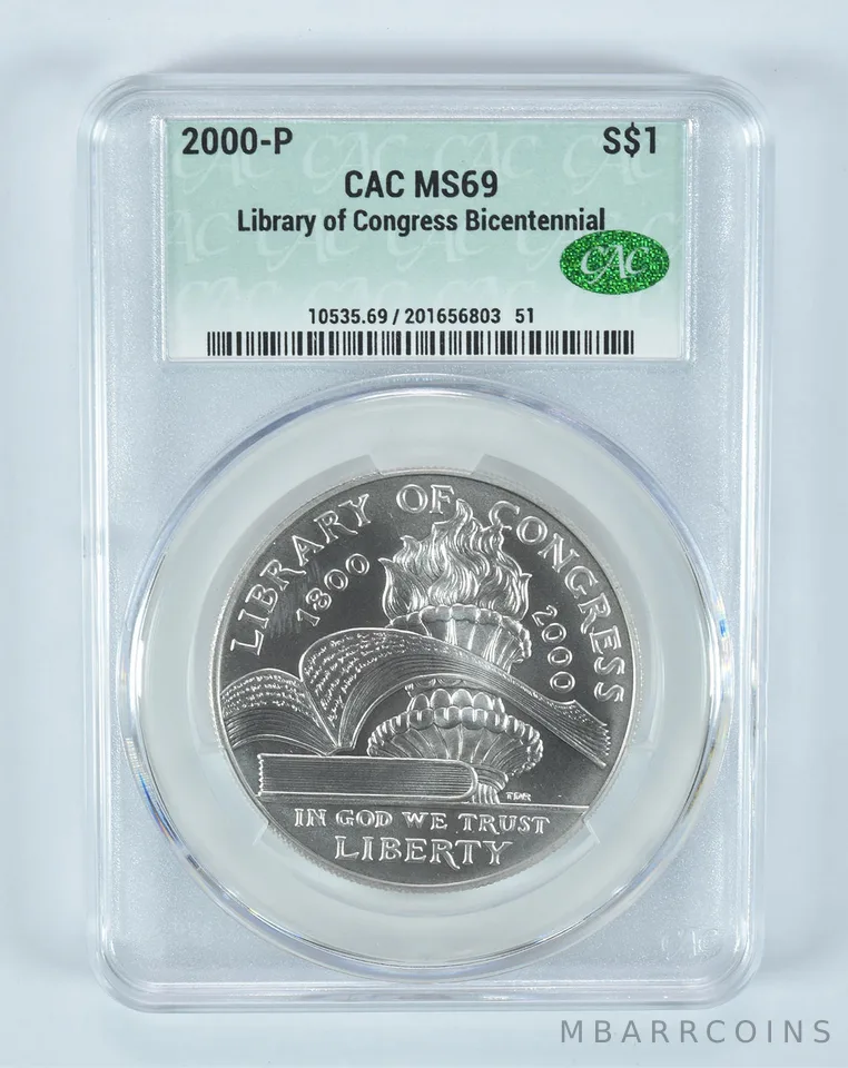 2000-P Library Of Congress Commemorative Silver Dollar MS69 CAC CACg