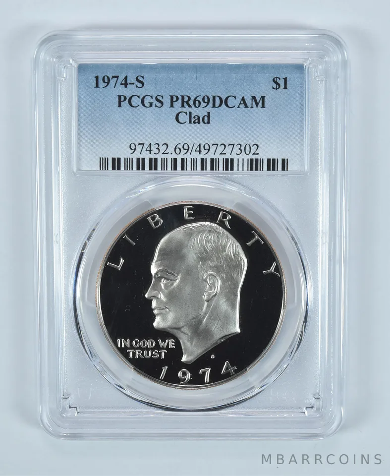 1974-S Eisenhower $1 Clad PR69 DCAM PCGS Blue Label
