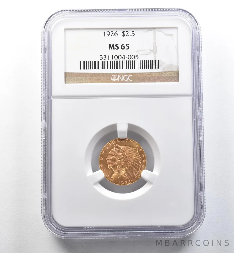 1926 $2.50 Indian Head Gold Quarter Eagle MS65 NGC *2608
